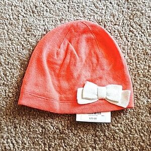 Janie and Jack baby girls pink bow beanie hat 3-6M